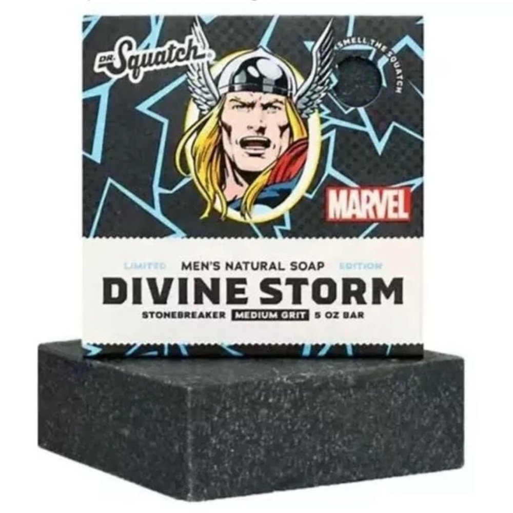 Dr. Squatch Marvel Thor  Divine Storm  Men’s Natural Bar Soap | Medium Grit 5oz
